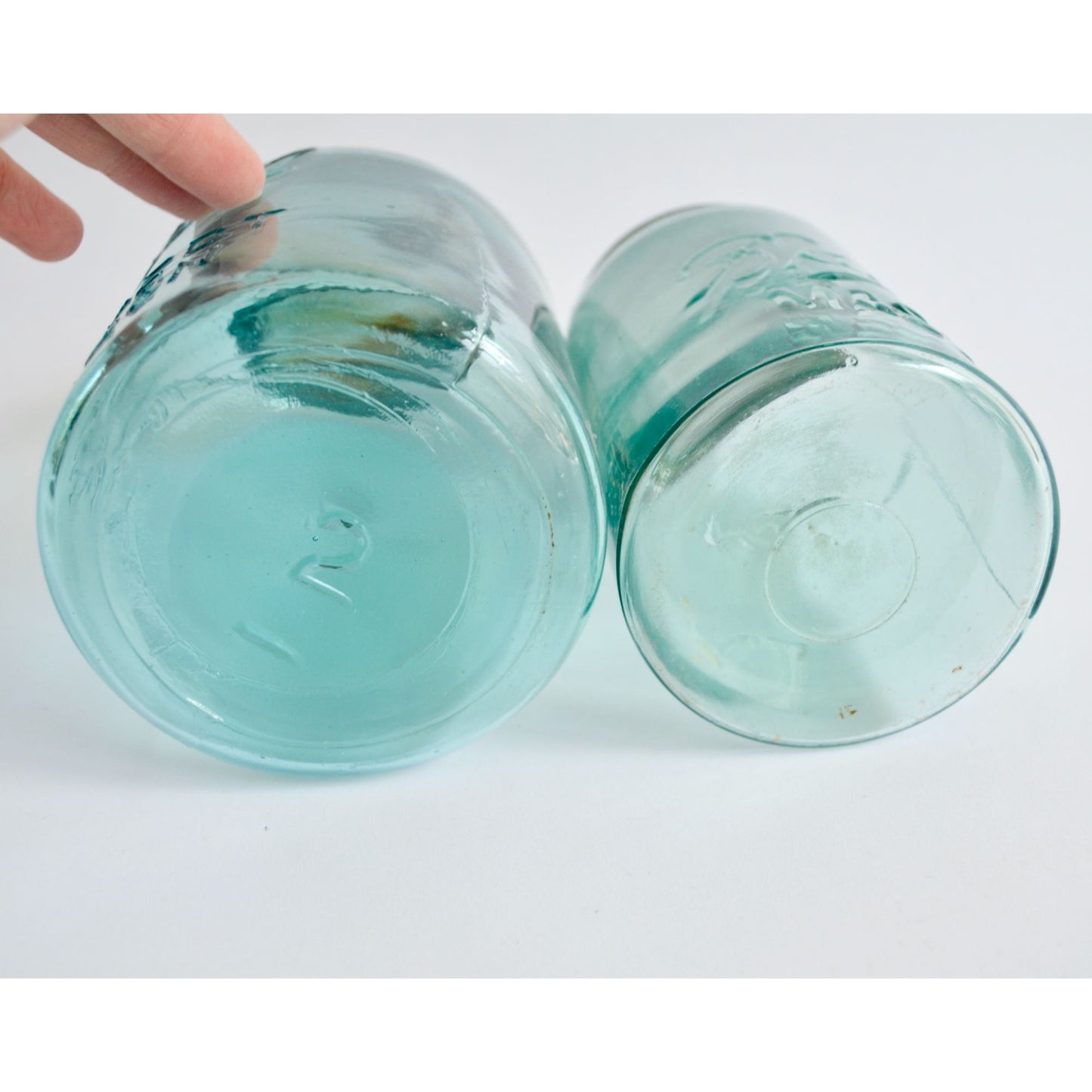 Ball Blue Canning Jars Zinc Lids Vintage Lot of 2 Mold #2 and Unknown
