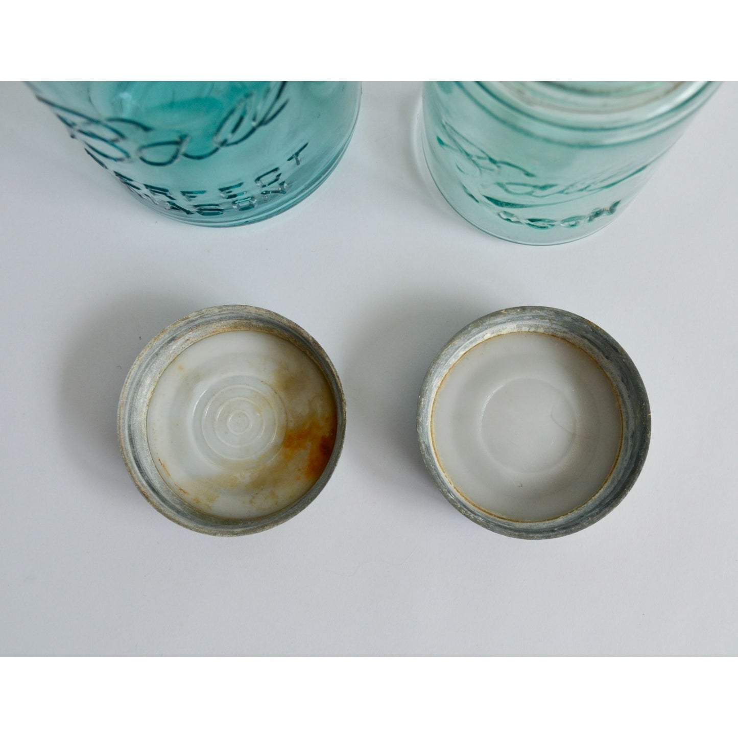 Ball Blue Canning Jars Zinc Lids Vintage Lot of 2 Mold #2 and Unknown