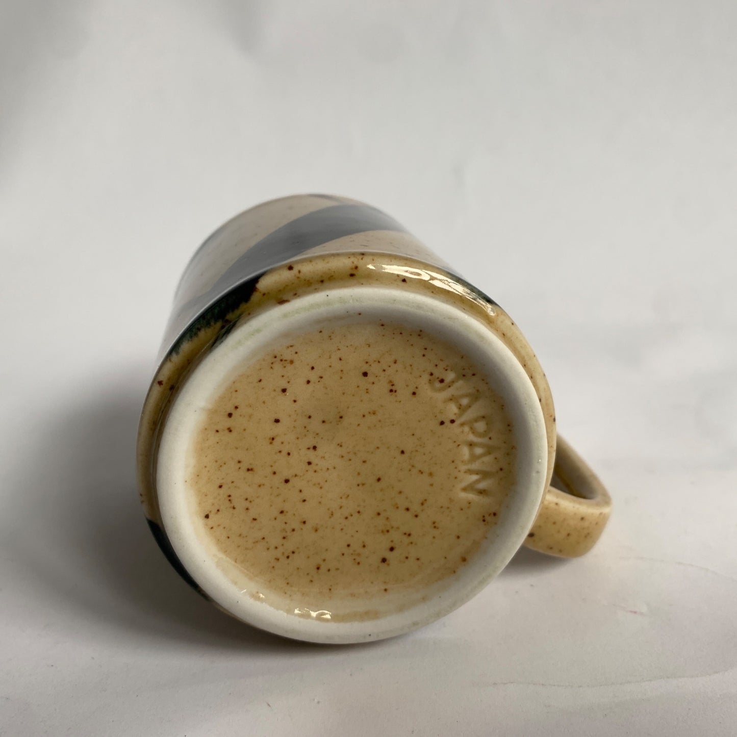 Vintage Japan Brown Cream Speckled Black Stripe Mug