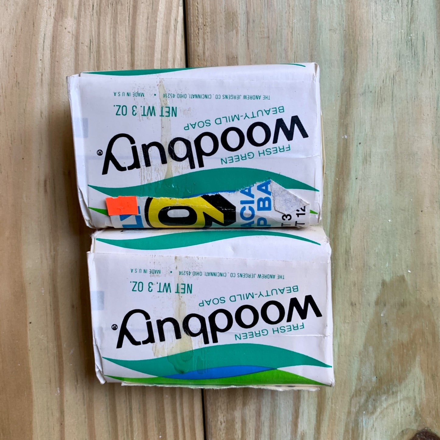 Woodbury Fresh Green Beauty Mild Soap 3 oz Vintage Lot of 2 Prop