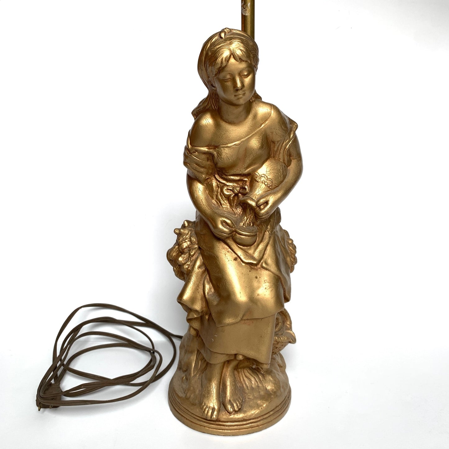 Relic Art LTD Brooklyn NY MCM Lady Figurine Gold Toned Lamp