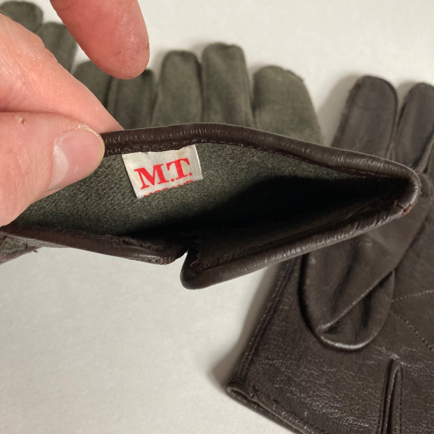 Vintage Lot 2 Pairs European Military Gloves Leather Wool