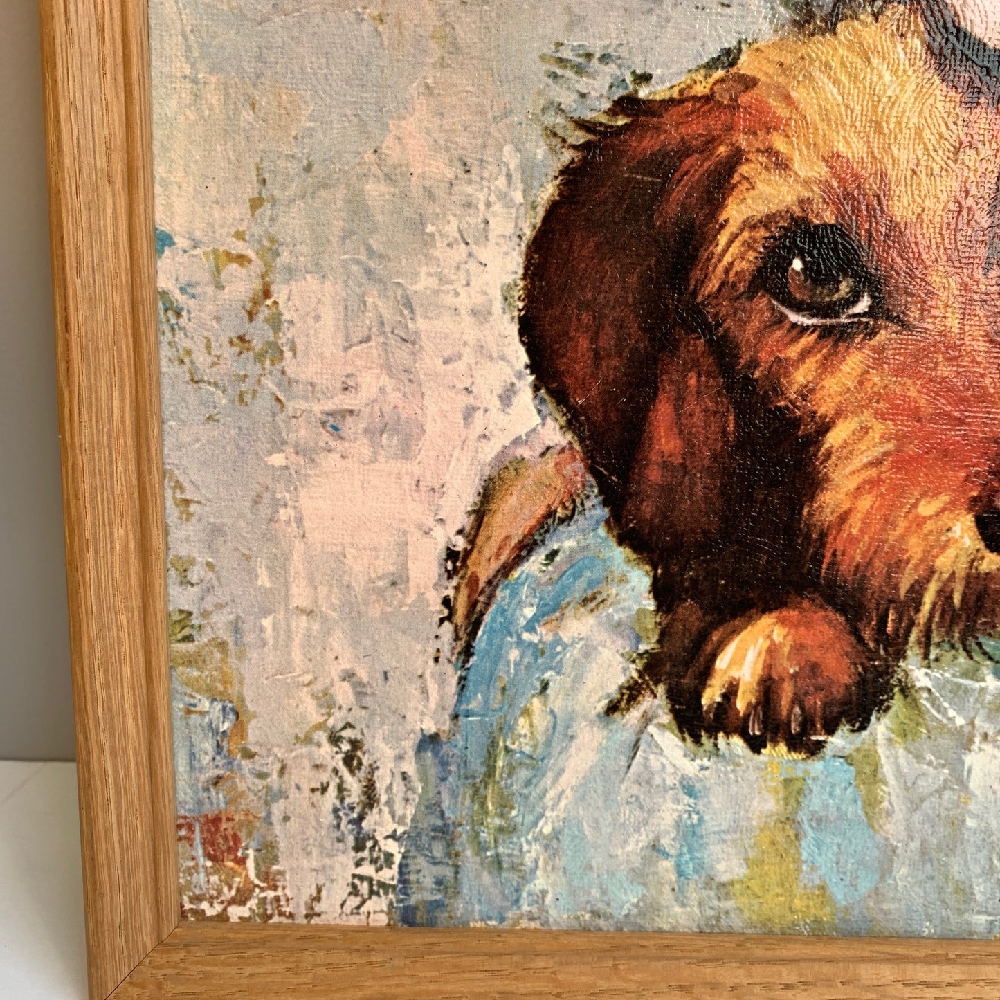 Vintage Medeiros Boy with Dog Signed Framed Print
