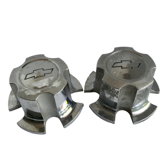 Pair of 2 Chevy Camaro Chevelle Nova Chrome Plate Center Caps Chevrolet 1974 OEM