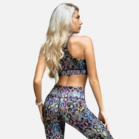 Women's Active Iridescent Snakeskin Sports Bra