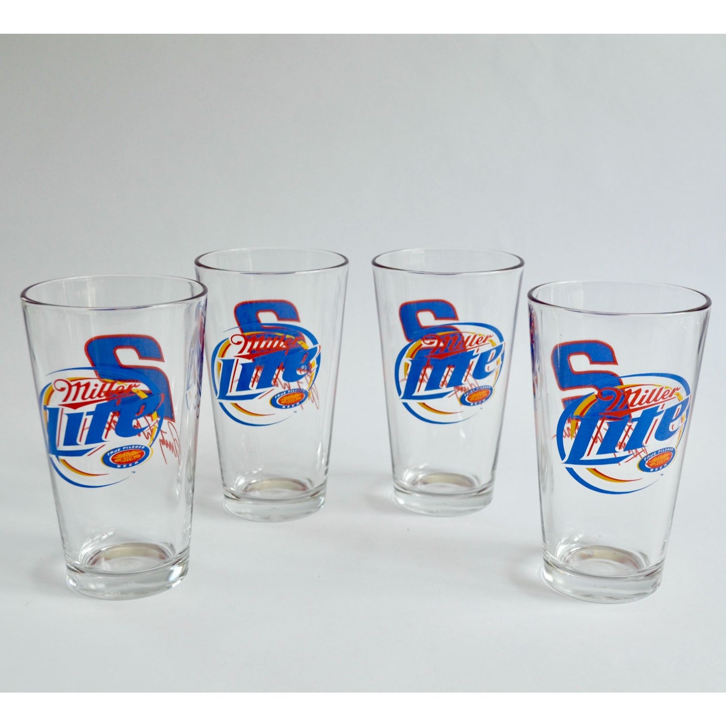 Set of 4 Vintage Miller Lite Rusty Wallace #2 Beer Glasses NASCAR Auto Racing