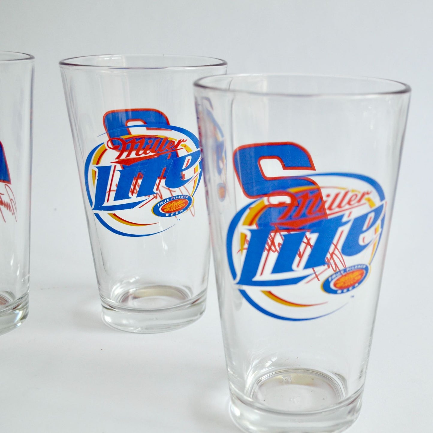 Set of 4 Vintage Miller Lite Rusty Wallace #2 Beer Glasses NASCAR Auto Racing