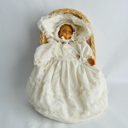 Robert Raikes Juliet Christening Doll in Basket Wooden