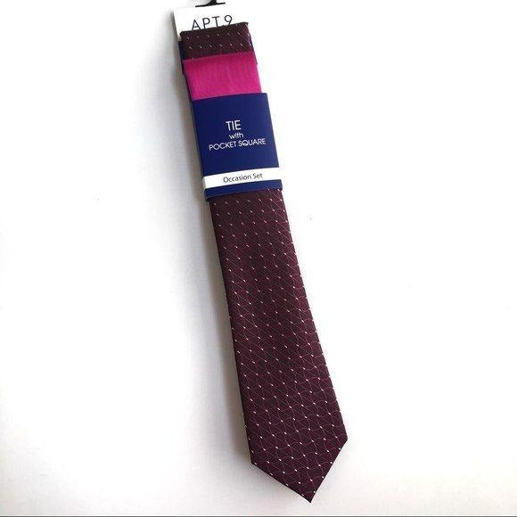 Apt. 9 Skinny Tie & Pocket Square Set New