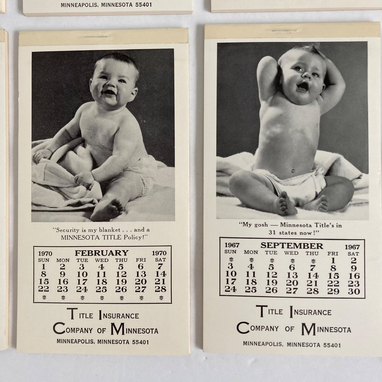 Vintage 1960's - 1970 Baby Photo Notepads Title Insurance Company of MN Advertising