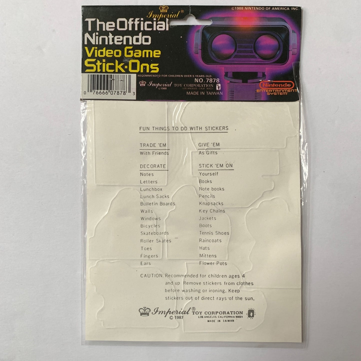 1988 Nintendo Official Video Game Stick-Ons Stickers Zelda Super Mario Bros Punch-Out