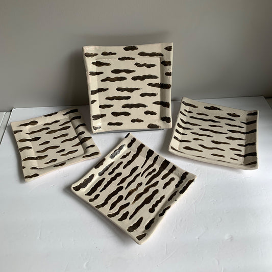 Lot of 4 Handmade Amateur Ceramic Pottery Decorative Plates