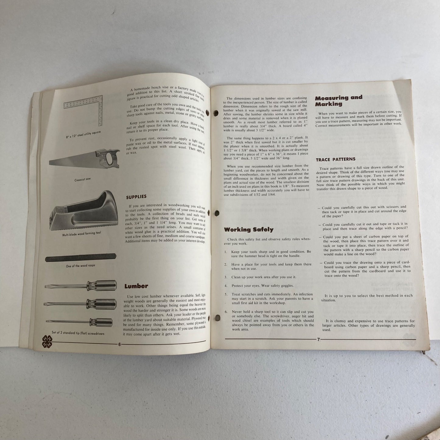 Vintage 1970's 4H Member's Manual Unit 1 Adventures in Woodworking Activity Book