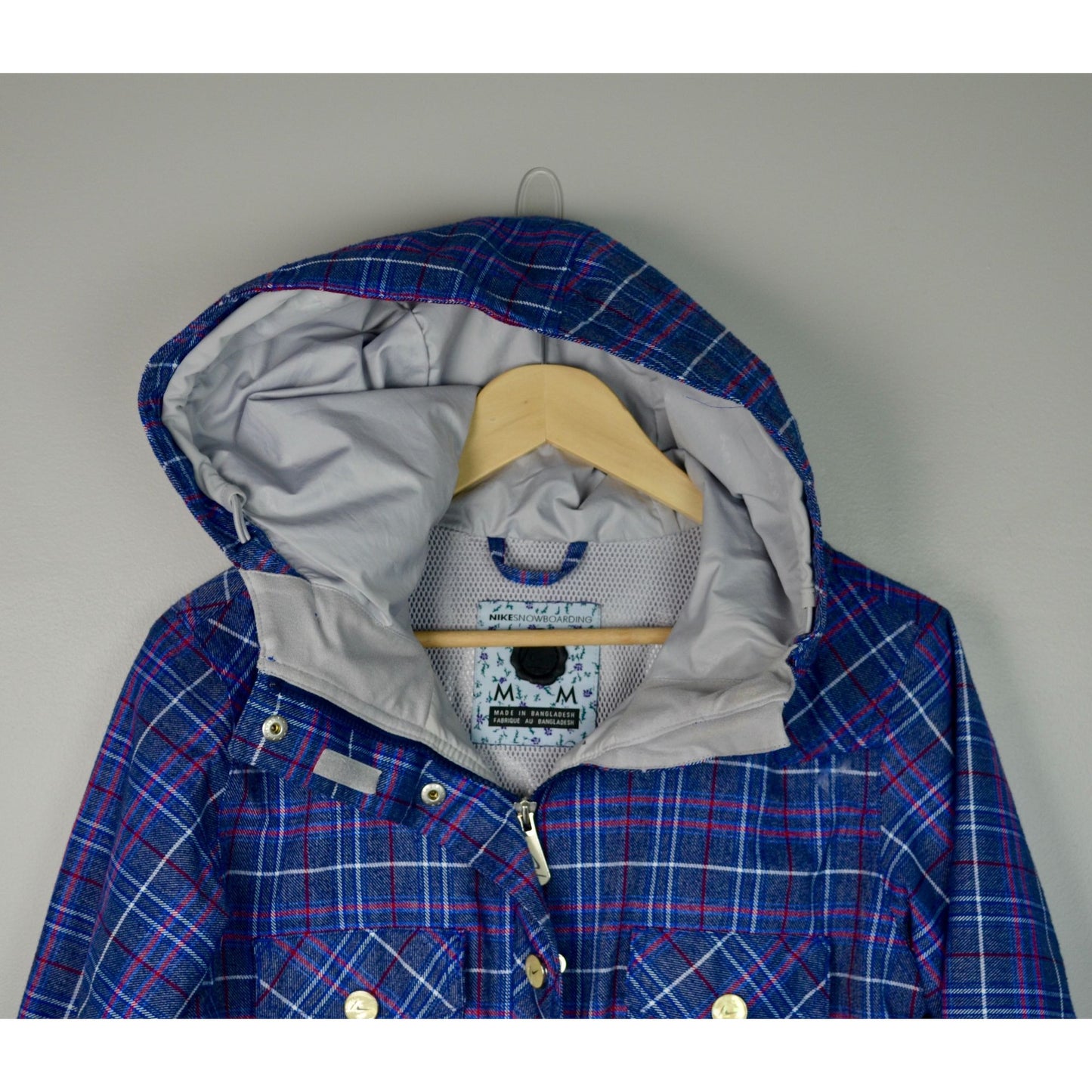 Nike Women's Bellevue Blue Plaid Snowboard Jacket Medium