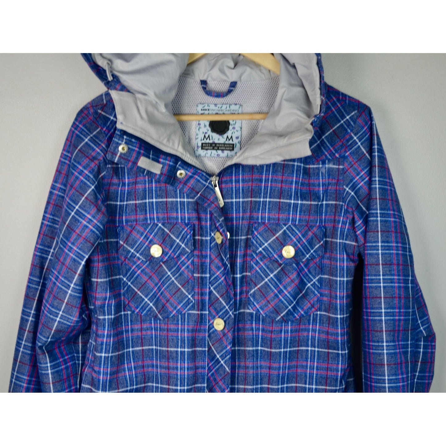 Nike Women's Bellevue Blue Plaid Snowboard Jacket Medium