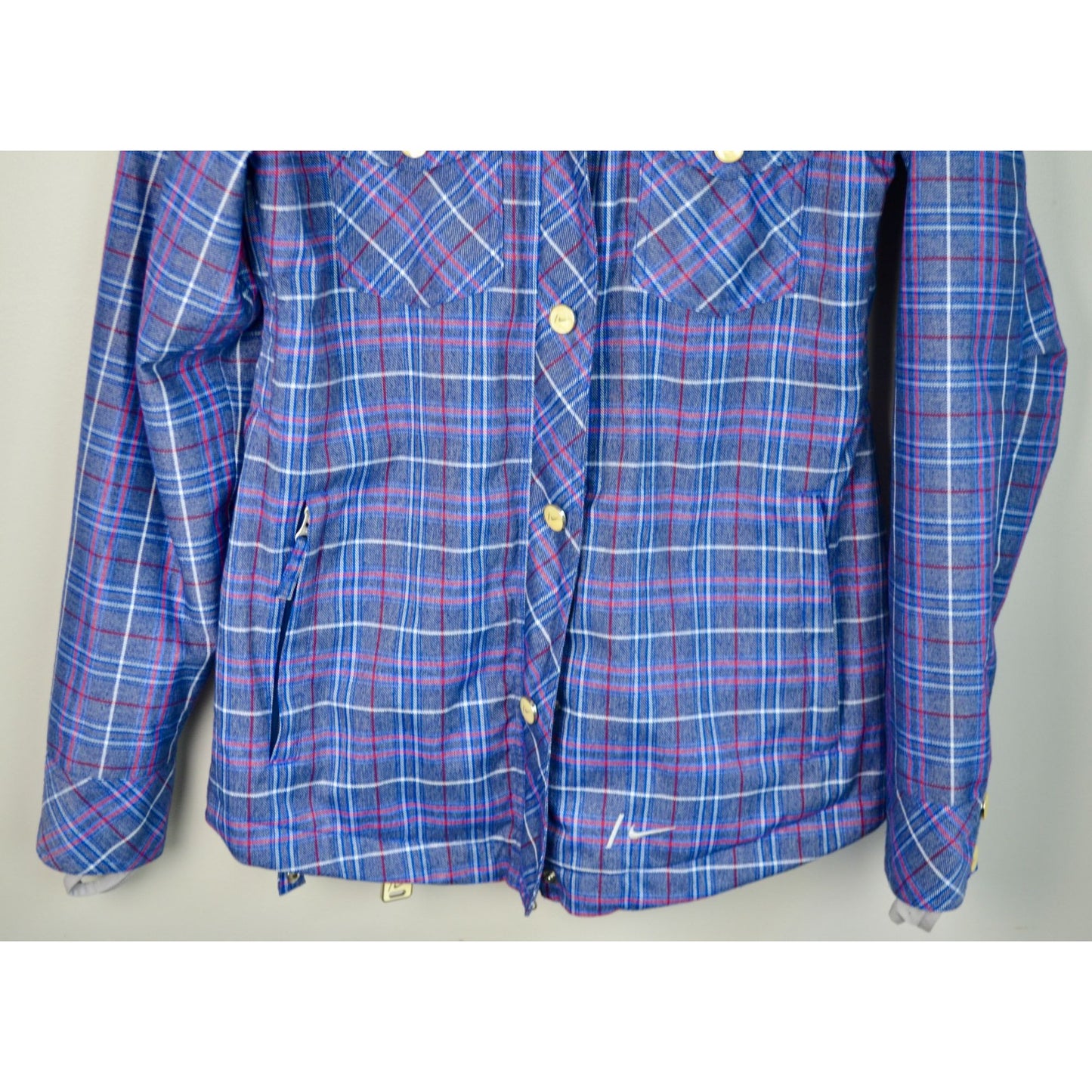 Nike Women's Bellevue Blue Plaid Snowboard Jacket Medium