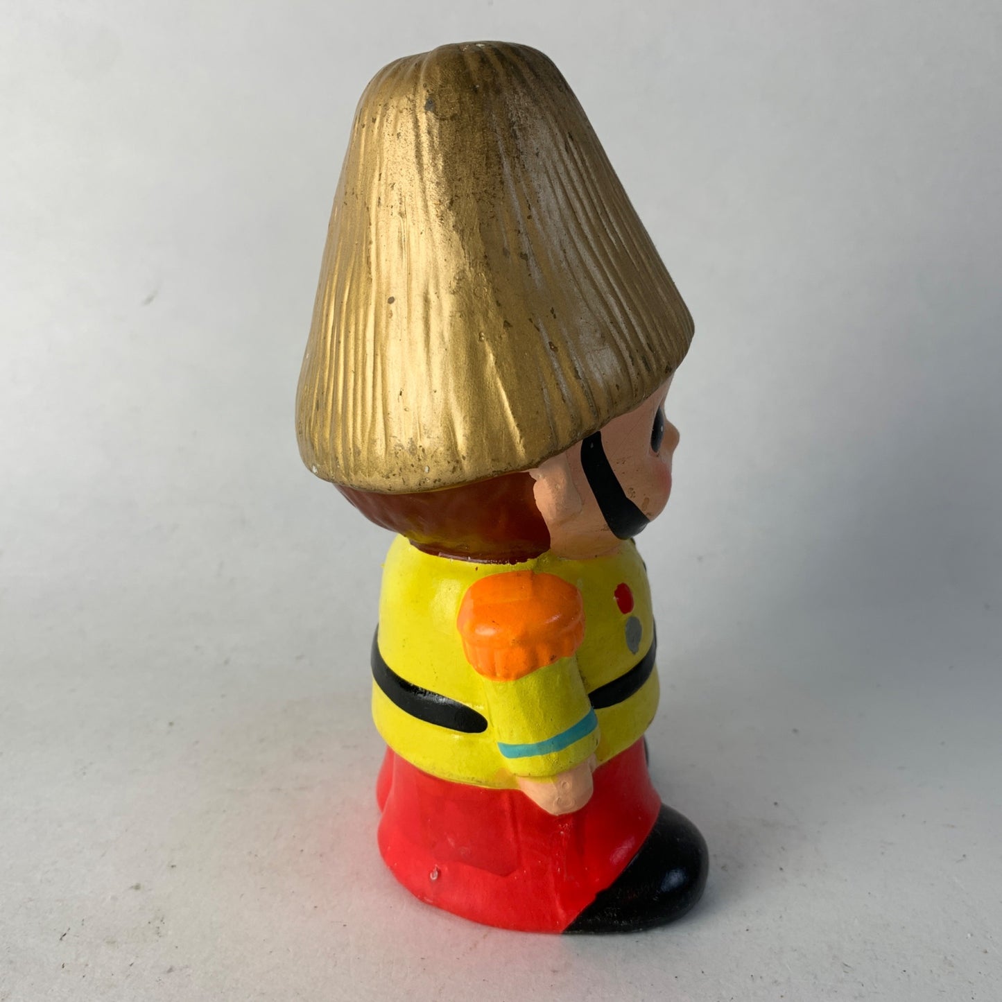 Vintage Toy Soldier Boy Money Bank Painted Yellow Jacket Red Pants