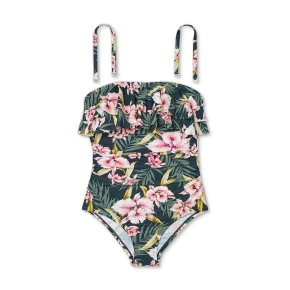 Kona Sol Flounce One Piece Swimsuit NEW
