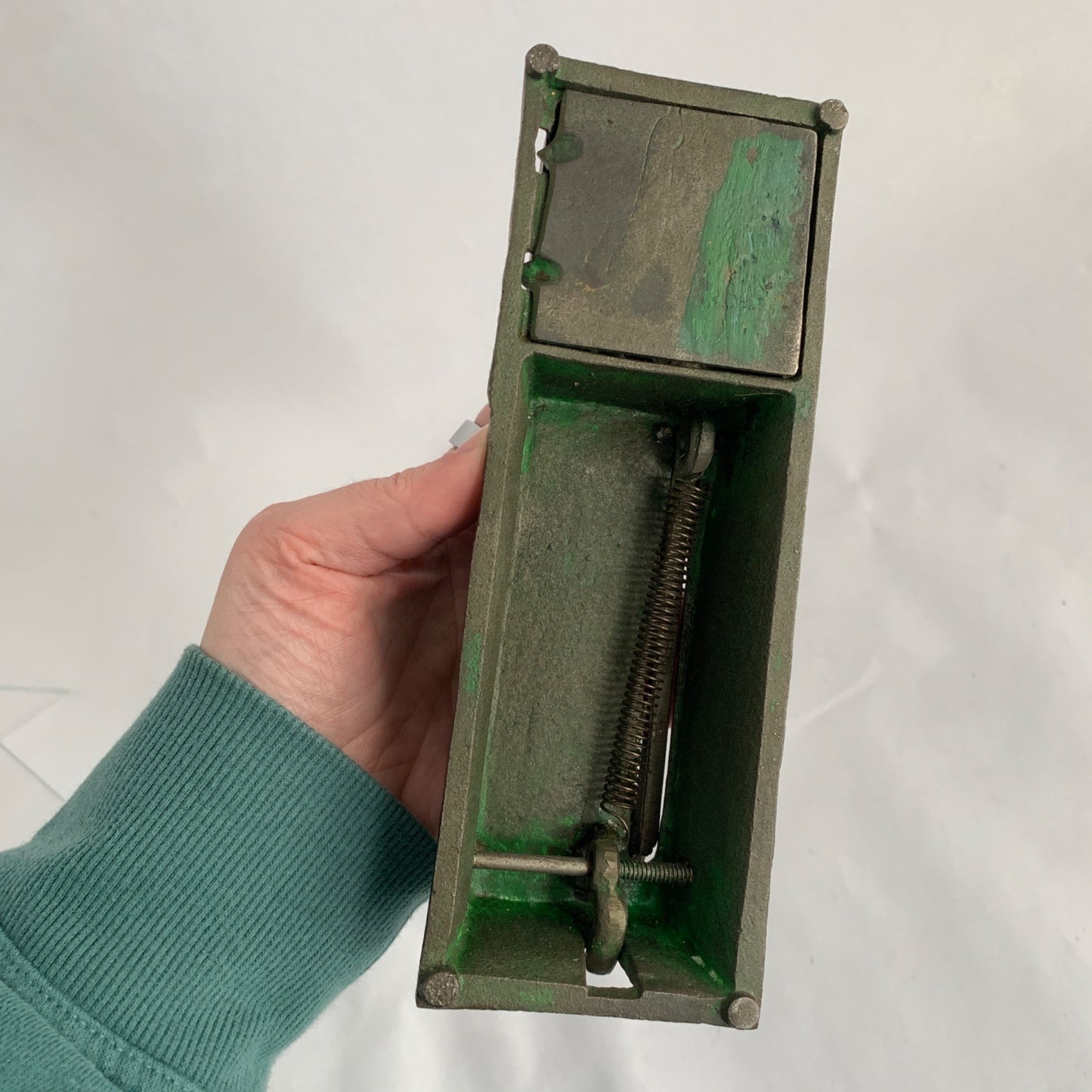 Vintage Cast Iron Monkey Man Mechanical Bank Unpainted