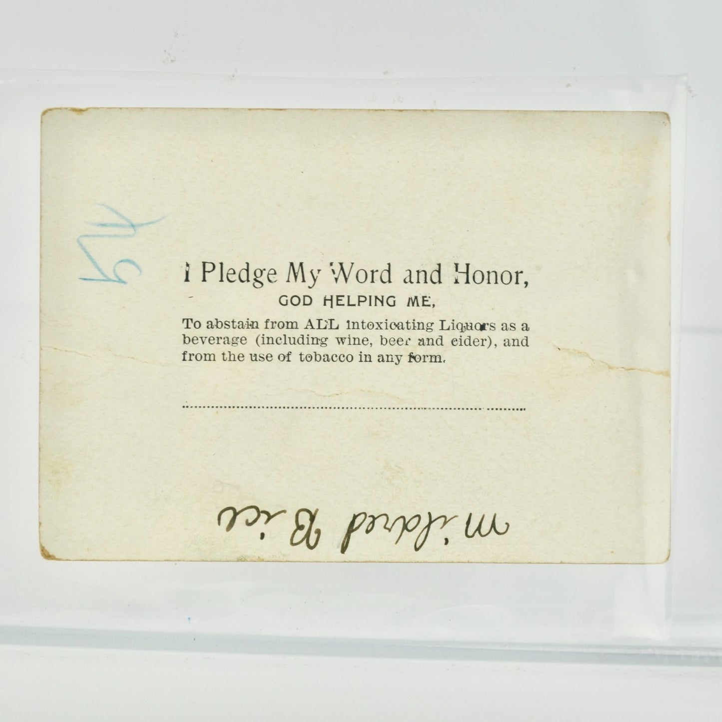 Victorian Temperance Society Pledge Card Antique Floral