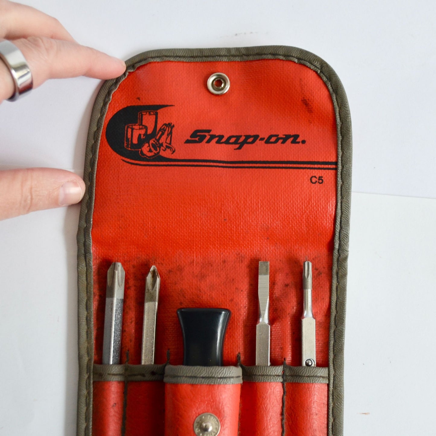 Snap-On SSDD42 Reversible Screwdriver Set C-5 w/ Pouch Vintage Snap On SSDD 42