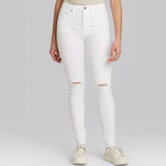 Wild Fable High Rise Distressed Skinny White Jeans 22W