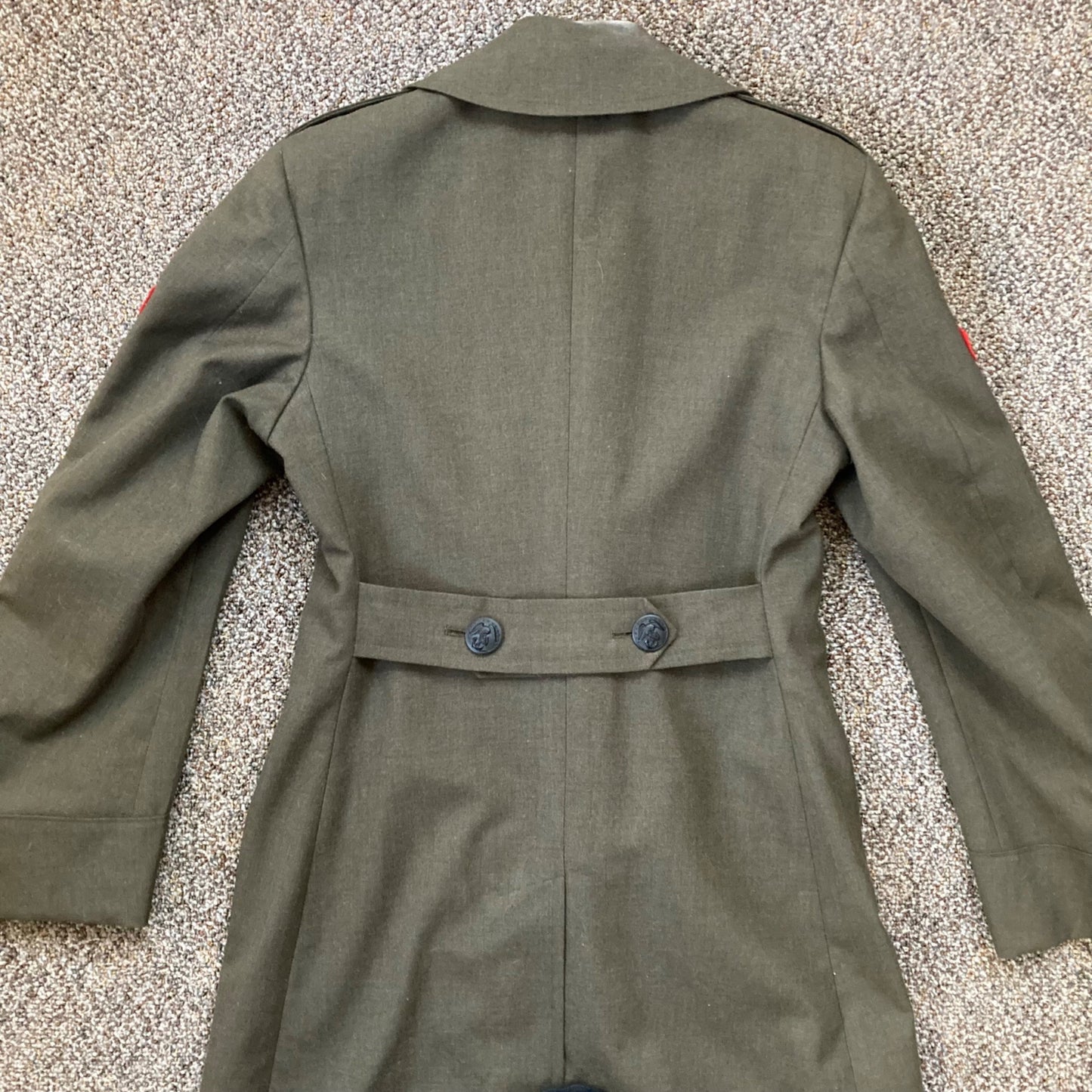 Vintage USMC Overcoat Man's Wool OD Green Dress Uniform w/Rank Trench Coat