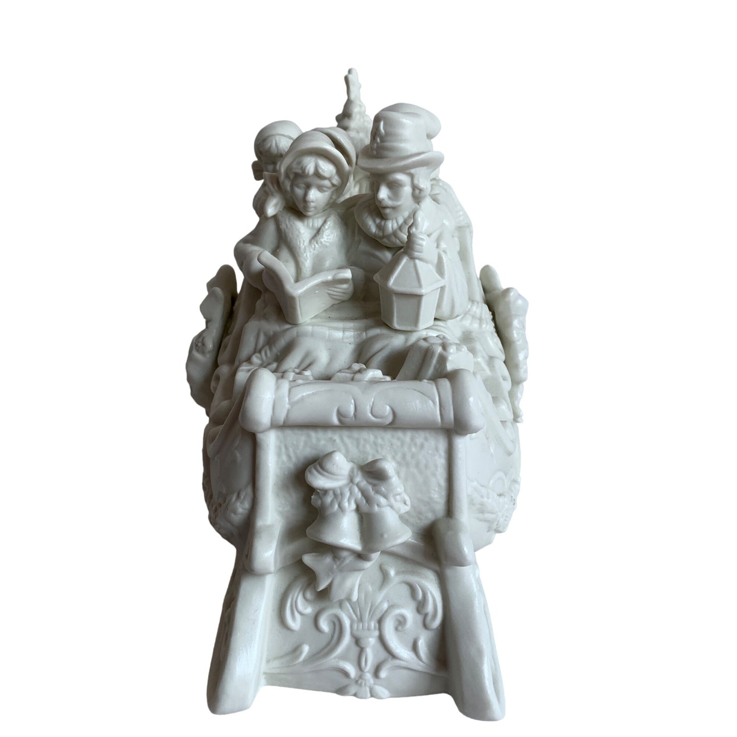 Vintage Caroler's in Sleigh White Musical Music Box