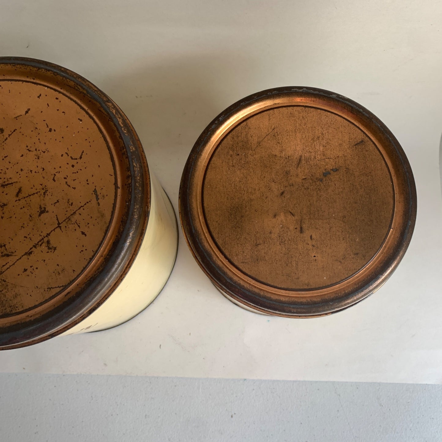 Vintage MCM Metal Decoware Flour and Sugar Canister Set