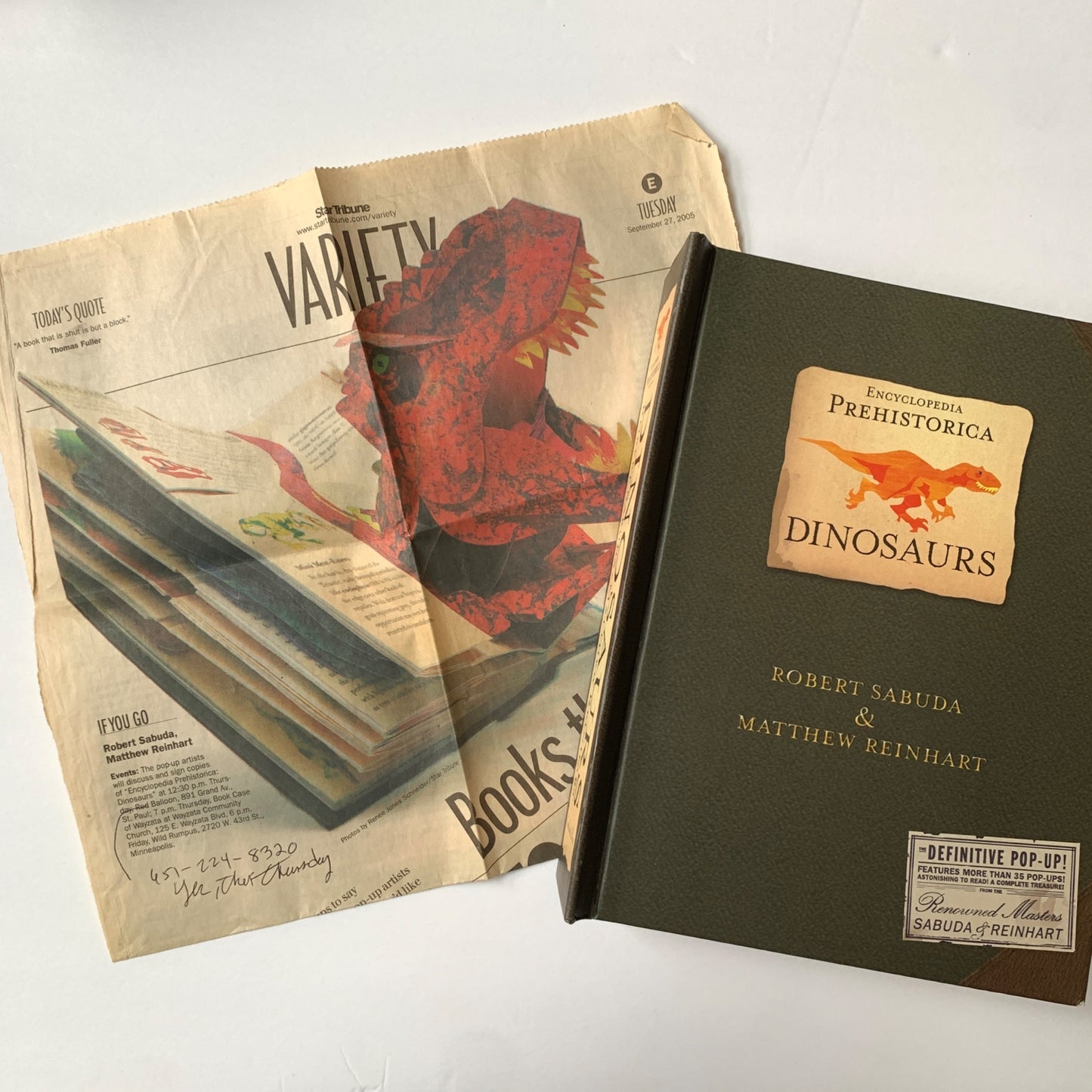 Encyclopedia Prehistorica Dinosaurs Pop Up Book Sabuda Reinhart SIGNED