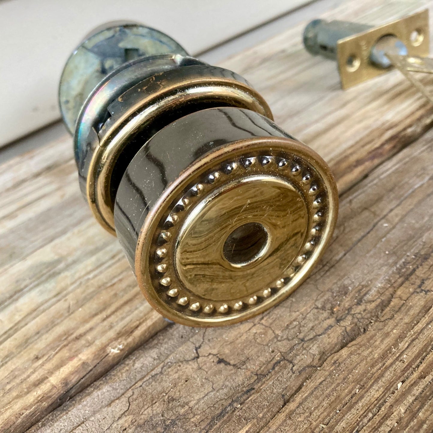 Vintage Door Knob Set Brass Bronze Finish Locking NO KEY