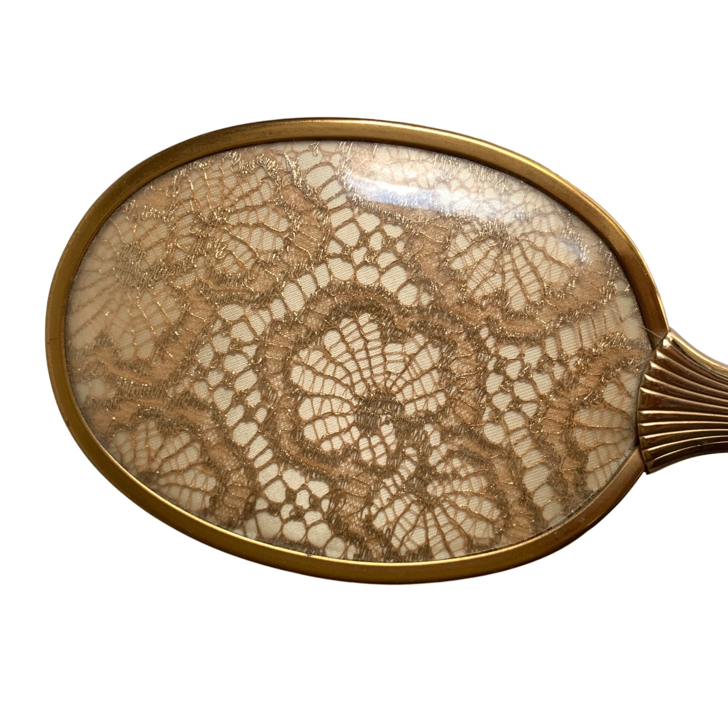 Vintage Gold Toned Lace Detail Dresser Mirror Brush and Comb Set