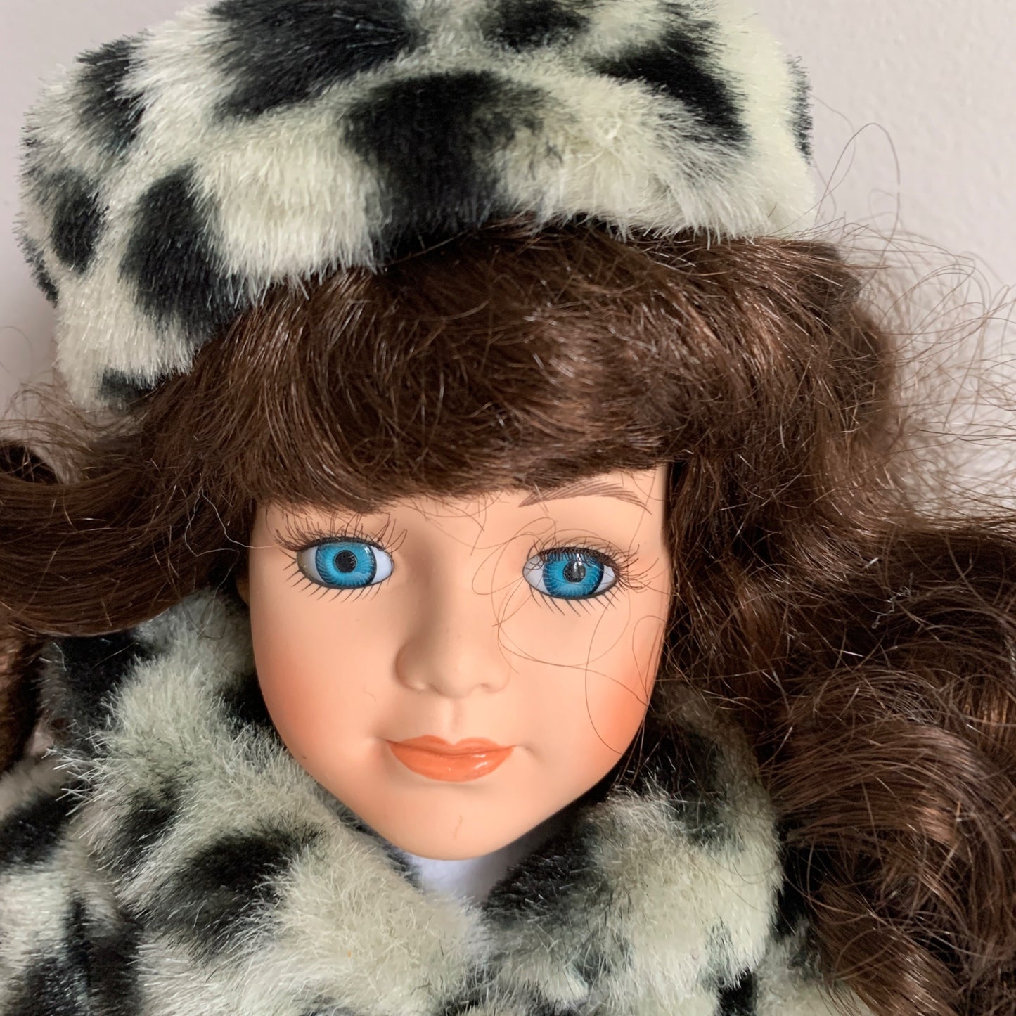 Dan Dee Soft Expressions Porcelain Doll Gray Cheetah Jacket