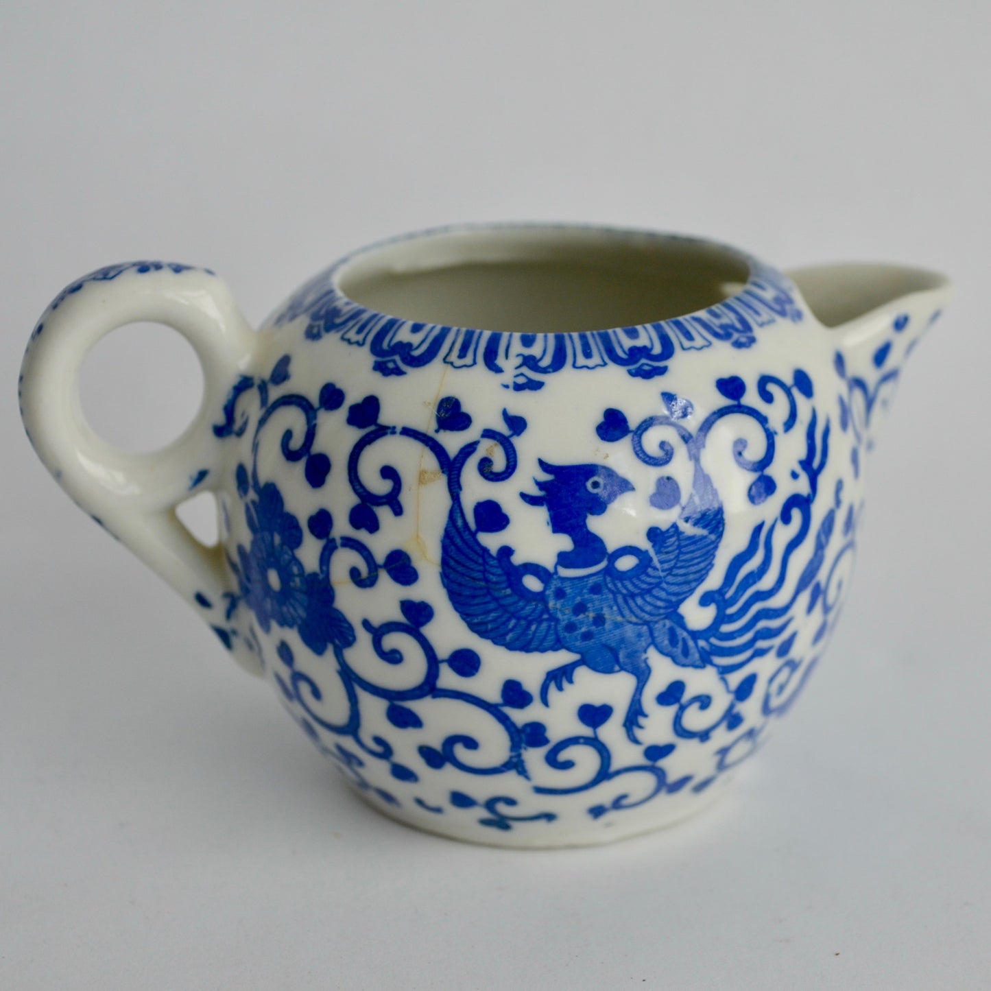 Japan Blue & White Willow Phoenix Creamer Vintage