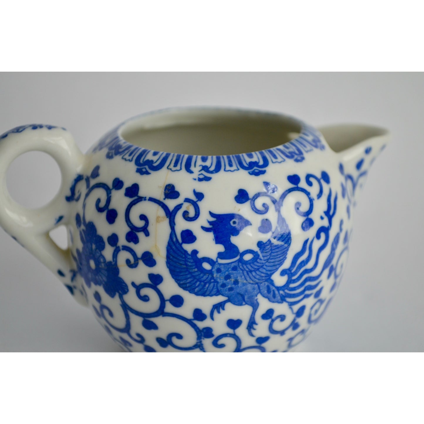 Japan Blue & White Willow Phoenix Creamer Vintage