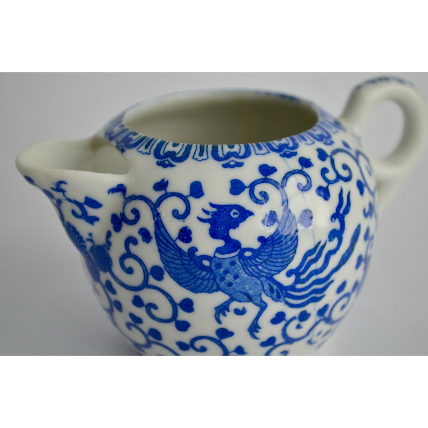 Japan Blue & White Willow Phoenix Creamer Vintage