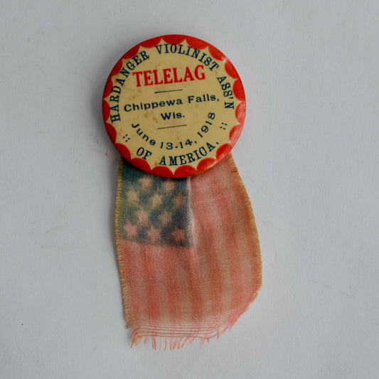 Antique 1918 Hardanger Violinist Association Telelag Pin Chippewa Falls Violin