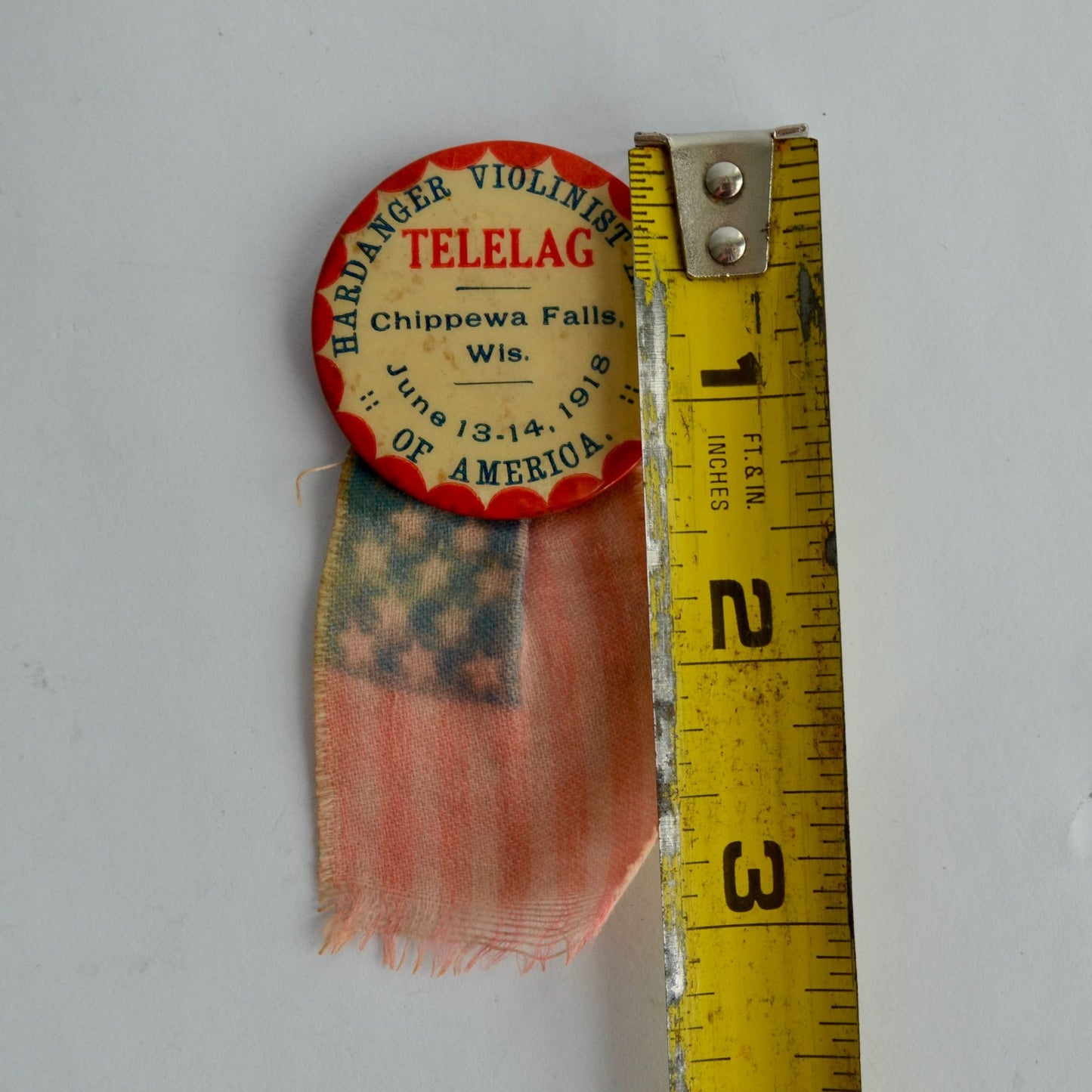 Antique 1918 Hardanger Violinist Association Telelag Pin Chippewa Falls Violin