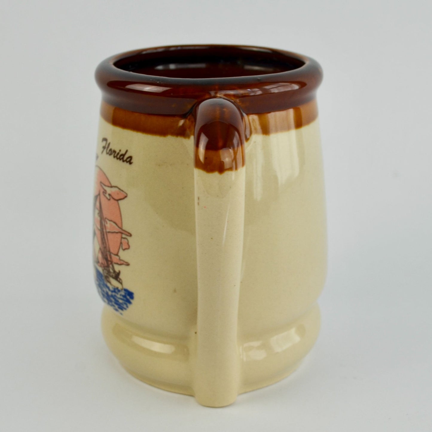Vintage Brown Florida Sailboat Coffee Mug Big