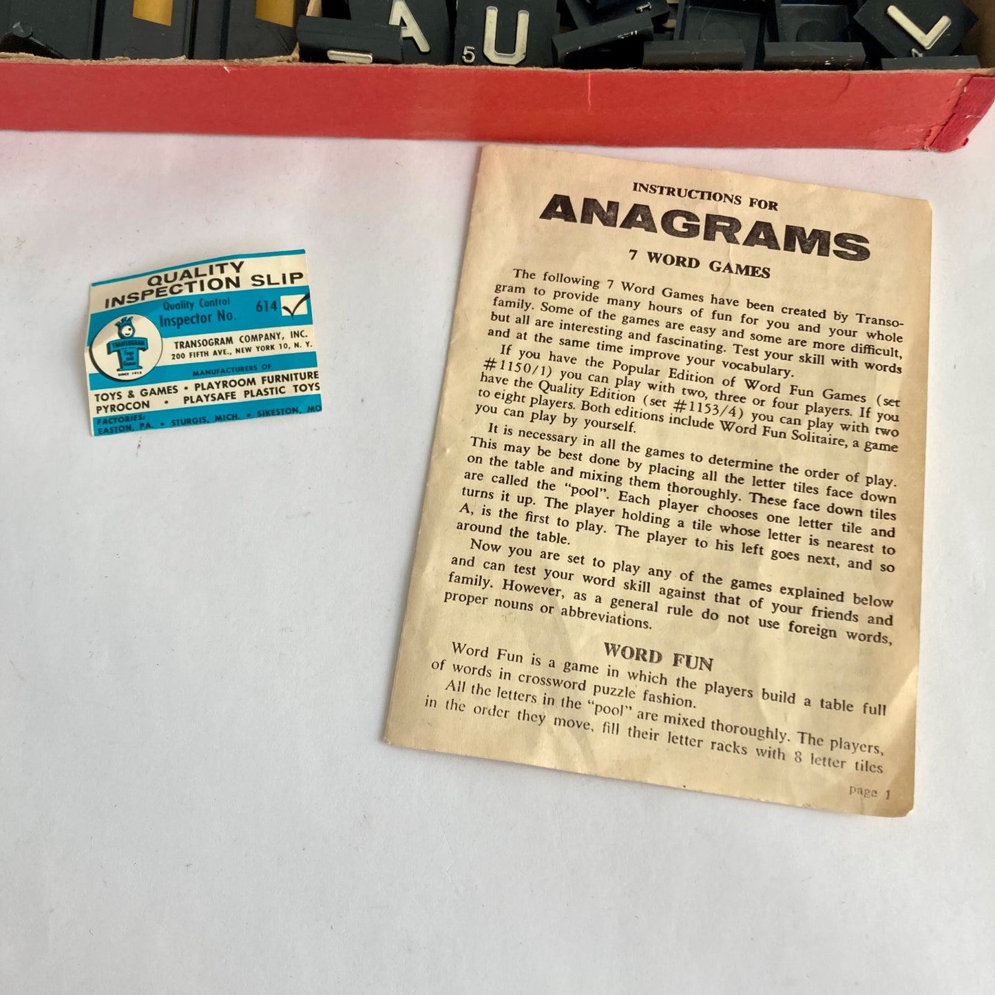 Vintage Transogram Anagrams Word Game #1150 7 Word Games