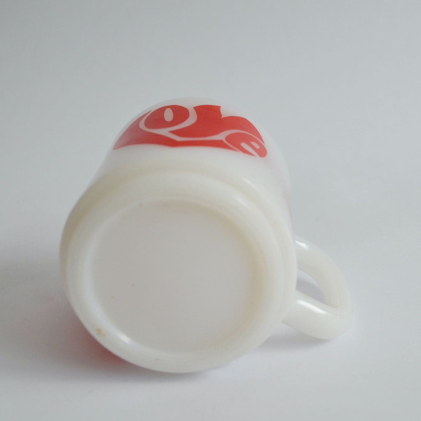 Milk Glass Groovy Love Red White Coffee Mug Vintage