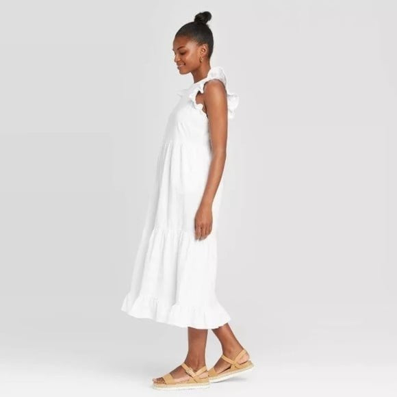 New Universal Thread White Tiered Ruffle Dress