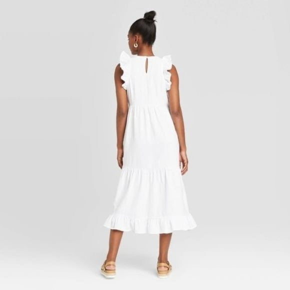 New Universal Thread White Tiered Ruffle Dress