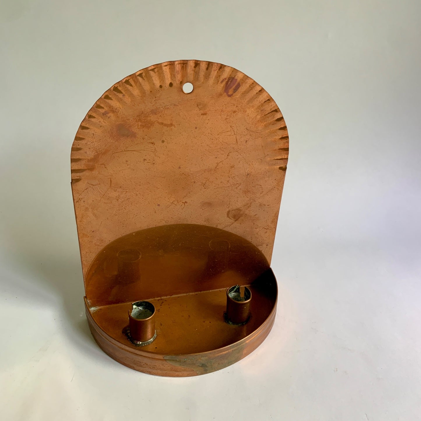 Vintage Copper Wall Pocket Sconce Holds 2 Candles