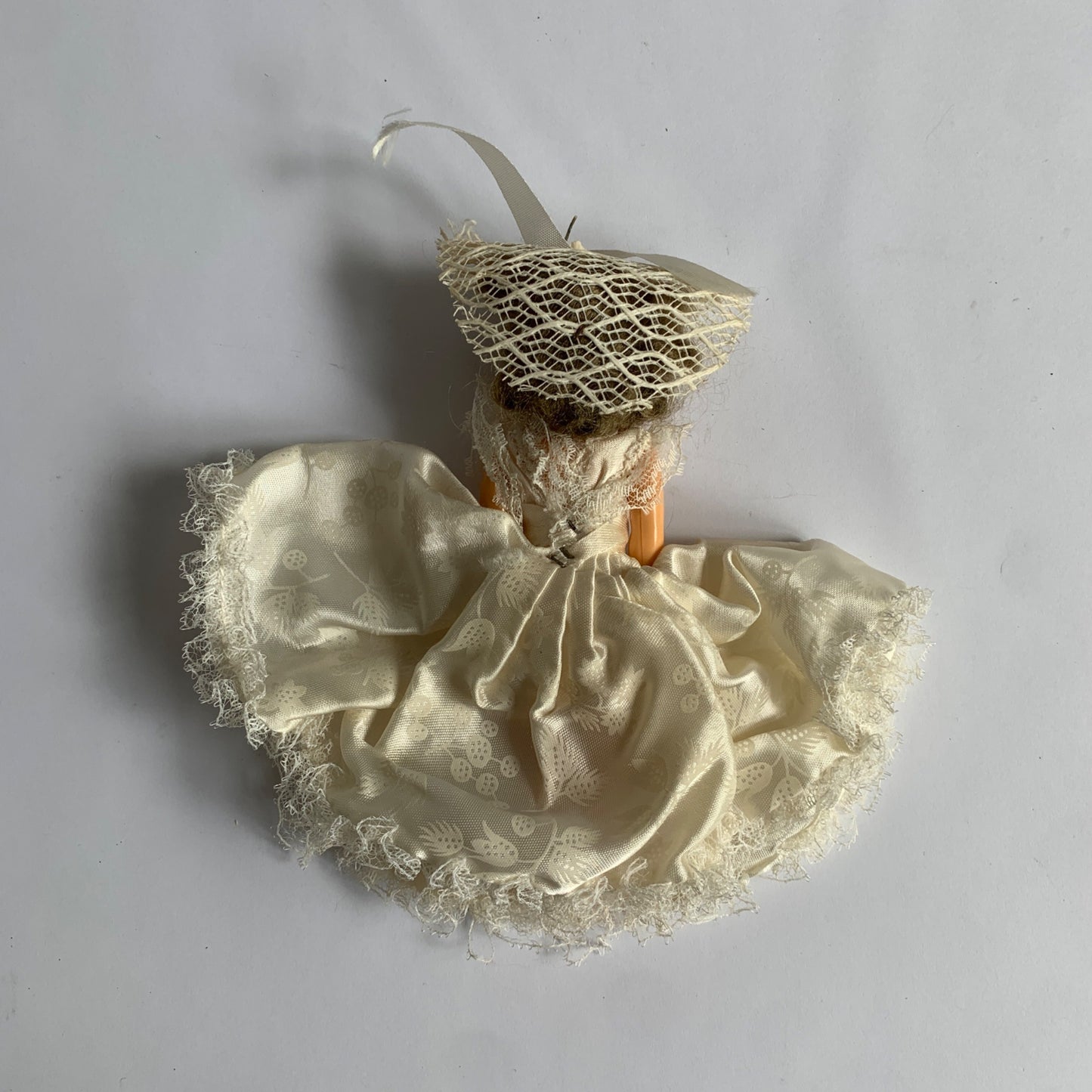 Vintage Hard Plastic Doll White Dress from Candy Box