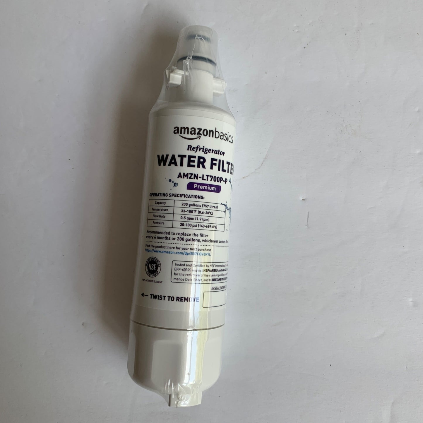 Amazon Basics AMZN-LT700P-P Refrigerator Water Filter New