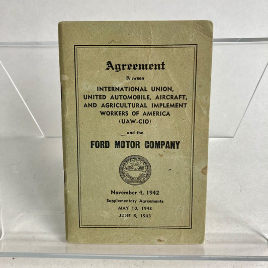 RARE 1942-43 Ford Motor Company Union Agreement Book Vintage UAW Contract WWII