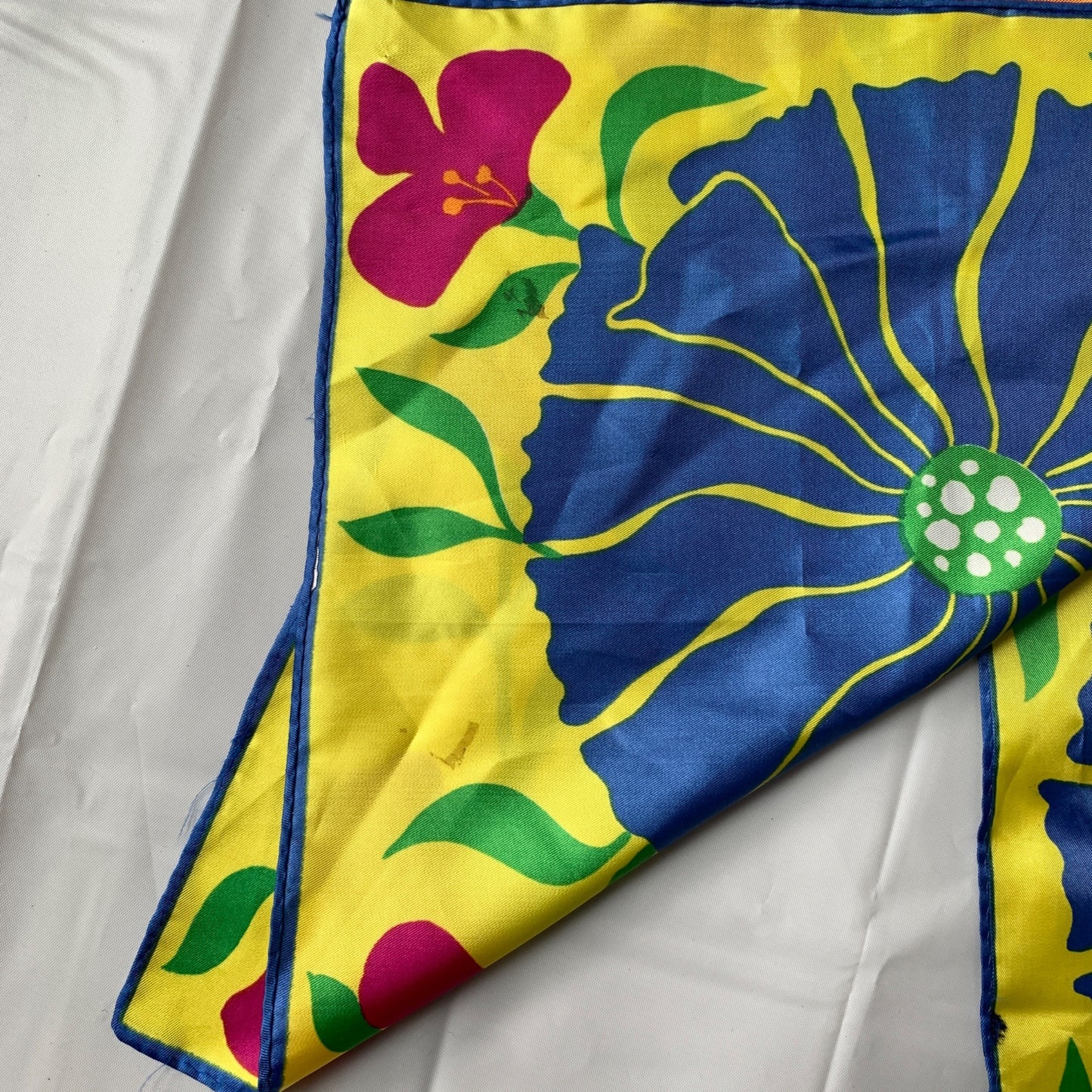 Vintage Bright Yellow Floral Scarf Long