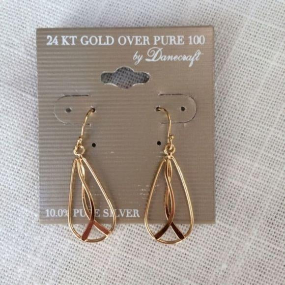 Danecraft 24K Gold over Silver Teardrop Earrings