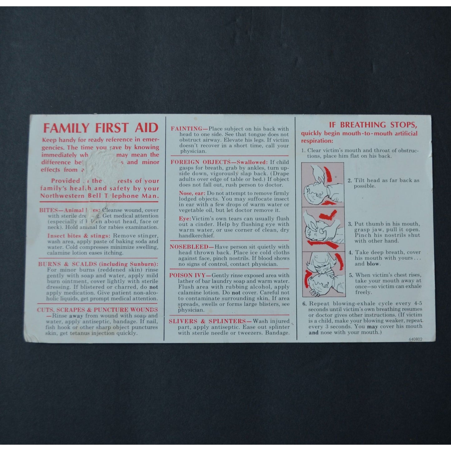 The Princess Phone Phones Cardboard Ad First Aid Card